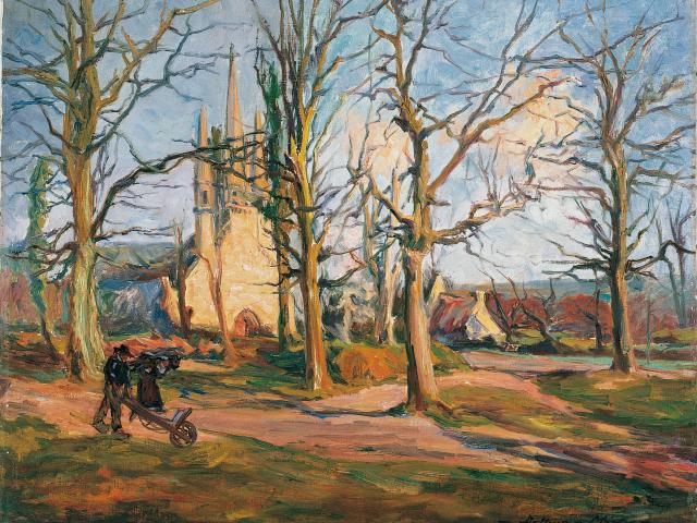 Arthur MIDY (1877-1944) - La Chapelle Saint-Fiacre (paysage d’hiver au Faouët) - Huile sur toile - Collection musée du Faouët